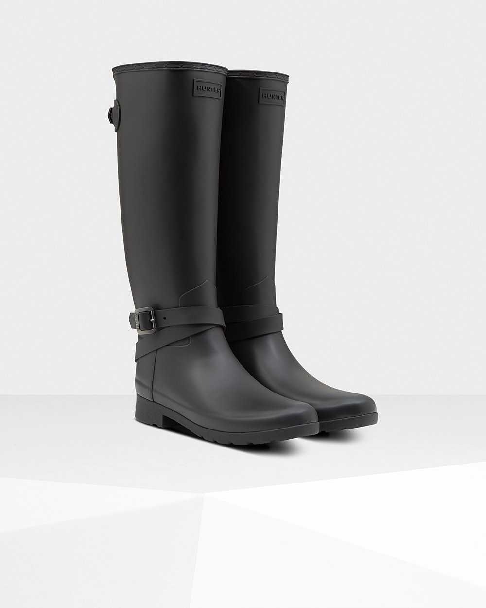 Hunter Mujer Refined Slim Fit Adjustable - Botas de Lluvia Negras - 452-ETKVXW